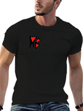 Black Tee with Red Abstract Logo