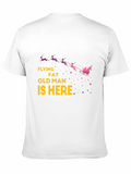 Funny Christmas T-Shirt - Flying Fat Old Man