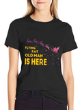 Funny Christmas T-Shirt - Flying Fat Old Man