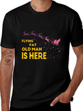 Funny Christmas T-Shirt - Flying Fat Old Man