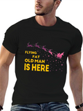 Funny Christmas T-Shirt - Flying Fat Old Man