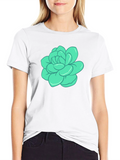 Turquoise Flower Graphic Print T-Shirt