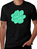 Turquoise Flower Graphic Print T-Shirt