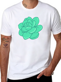 Turquoise Flower Graphic Print T-Shirt