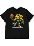 Cartoon Mascot Basketball Graphic T-Shirt