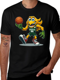 Cartoon Mascot Basketball Graphic T-Shirt