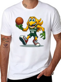 Cartoon Mascot Basketball Graphic T-Shirt
