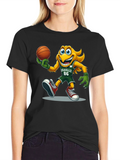 Cartoon Mascot Basketball Graphic T-Shirt