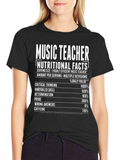 Music Teacher Nutritional Facts Funny T-Shirt