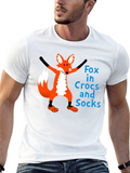 Fox in Crocs and Socks Tee