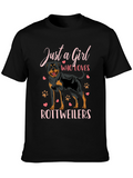 Just a Girl Who Loves Rottweilers Black T-Shirt
