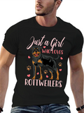 Just a Girl Who Loves Rottweilers Black T-Shirt