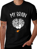 Funny My Brain Cartoon Black T-Shirt