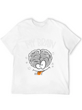 Funny My Brain Cartoon Black T-Shirt
