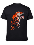 Geometric Tiger Graphic Black T-Shirt