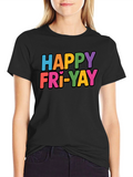 Happy Fri-Yay Graphic Tee - Black T-Shirt