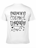 Gardening is My Therapy T-Shirt - Black Relaxed Fit