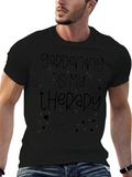 Gardening is My Therapy T-Shirt - Black Relaxed Fit
