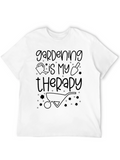 Gardening is My Therapy T-Shirt - Black Relaxed Fit