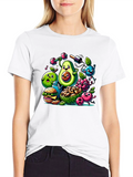 Healthy Food Cartoon T-Shirt: Avocado & Friends