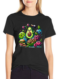Healthy Food Cartoon T-Shirt: Avocado & Friends