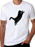 Mens Black Cat Graphic T-Shirt