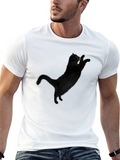 Mens Black Cat Graphic T-Shirt