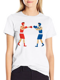 Boxing Match Graphic Tee - Black Cotton