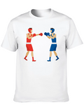 Boxing Match Graphic Tee - Black Cotton