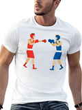 Boxing Match Graphic Tee - Black Cotton