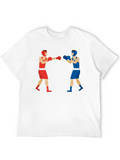 Boxing Match Graphic Tee - Black Cotton