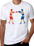 Boxing Match Graphic Tee - Black Cotton