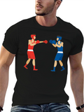 Boxing Match Graphic Tee - Black Cotton