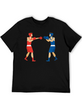 Boxing Match Graphic Tee - Black Cotton