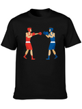 Boxing Match Graphic Tee - Black Cotton