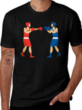 Boxing Match Graphic Tee - Black Cotton