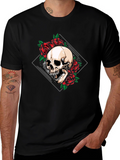 Skull & Roses Graphic Tee - Edgy Style