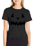 Halloween Pumpkin Face Black T-Shirt