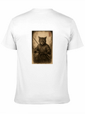 Samurai Cat Graphic Tee - Black Cotton T-Shirt