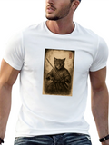 Samurai Cat Graphic Tee - Black Cotton T-Shirt