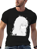 Anime Girl Graphic Tee - Black Cotton T-Shirt