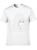 Anime Girl Graphic Tee - Black Cotton T-Shirt