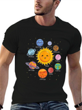 Cute Planets Black T-Shirt Solar System Graphic