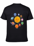 Cute Planets Black T-Shirt Solar System Graphic