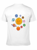 Cute Planets Black T-Shirt Solar System Graphic