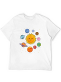 Cute Planets Black T-Shirt Solar System Graphic