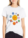 Cute Planets Black T-Shirt Solar System Graphic