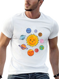 Cute Planets Black T-Shirt Solar System Graphic