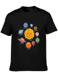Cute Planets Black T-Shirt Solar System Graphic