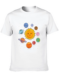 Cute Planets Black T-Shirt Solar System Graphic